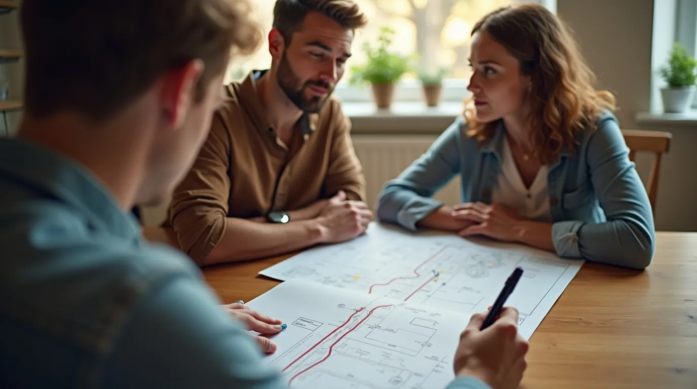 A professional sketching out a plan at a desk